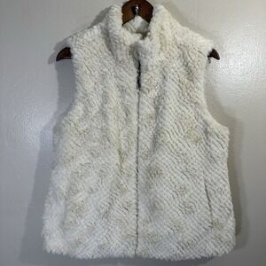 NWOT CJ BANKS Women's Reversible Petite Medium White Quilted Puffer Vest